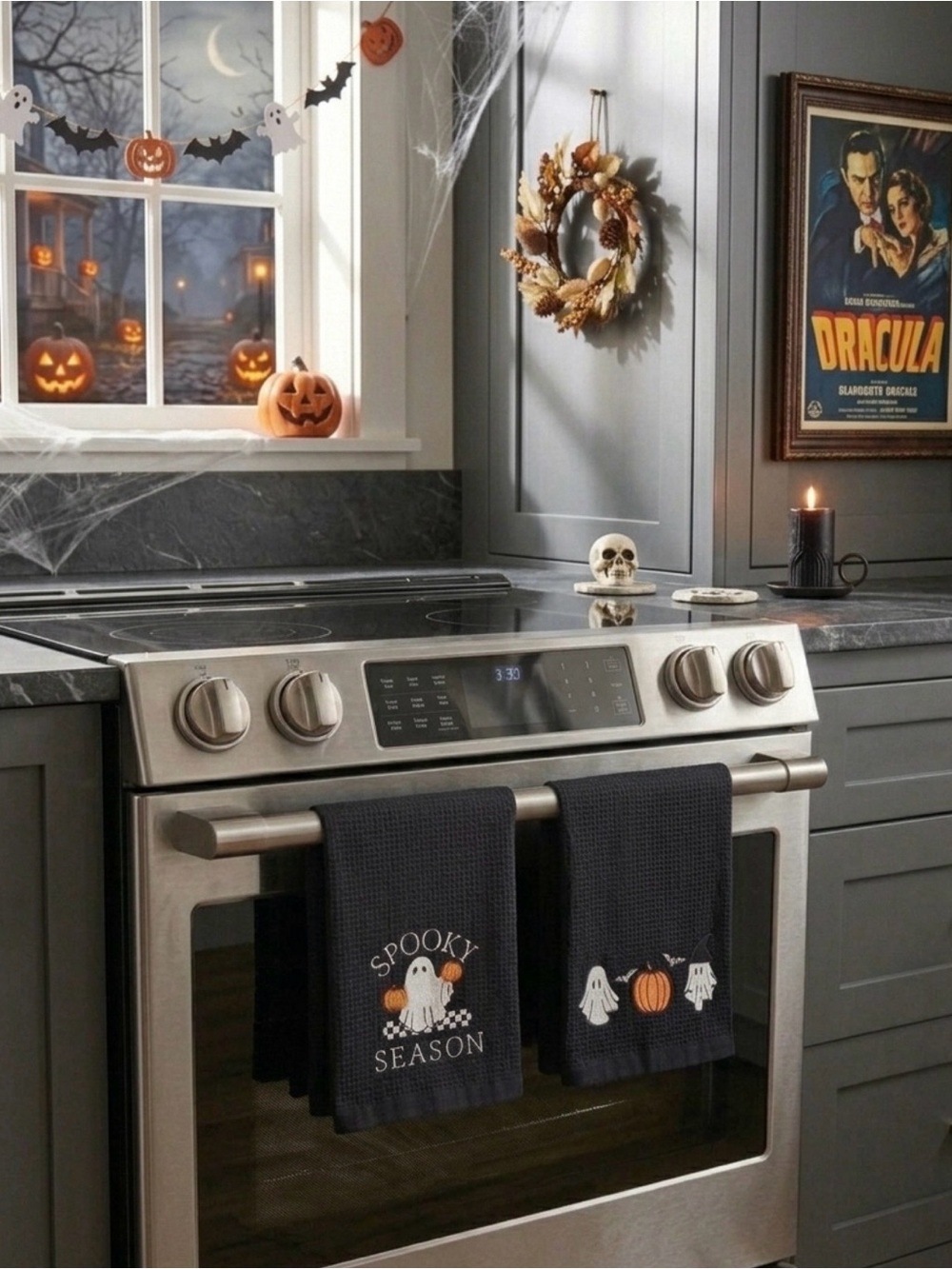 Black 'Spooky Season' Halloween Kitchen Towels - Home Kitchen